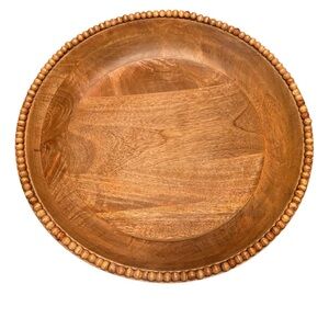 Mud pie wood beaded large bowl 3 1/2" x 18